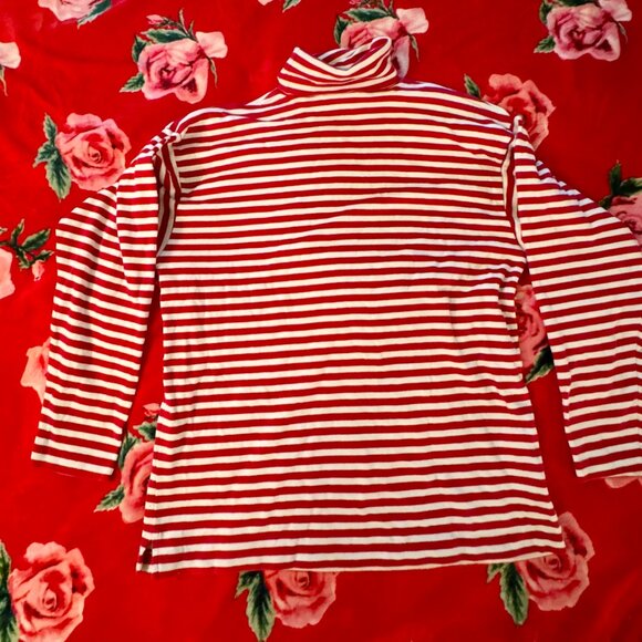 Vintage Charter Club by Jane Justin Red White Striped Turtleneck Long Sleeve - Picture 6 of 7